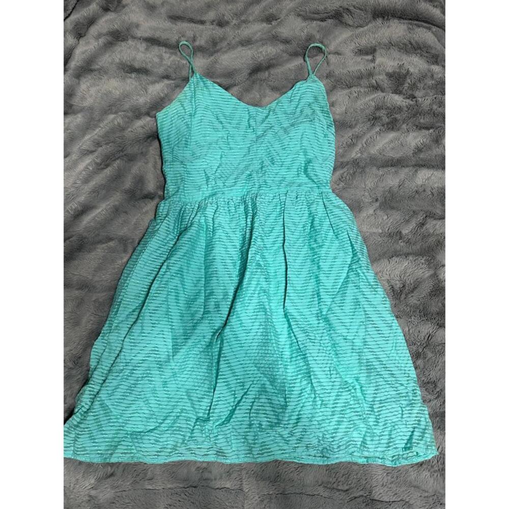 Bar III Turquoise Textured Fit & Flare Dress - Size M